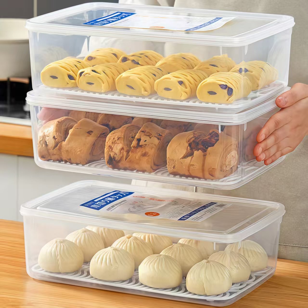 日本馒头沥水收纳盒包子花卷专用密封保鲜盒食品级冰箱水饺冷冻盒,收纳整理,食物收纳盒,淘宝优惠券,粉丝福利购,淘宝优惠卷
