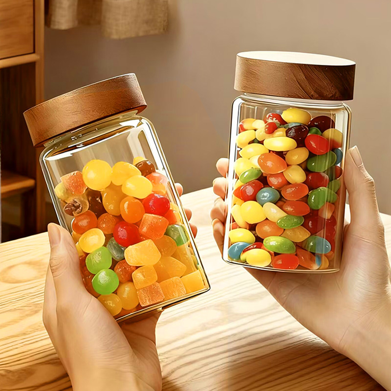 日本玻璃密封糖果罐家用白糖储存罐零食饼干储物罐客厅蜜糖专用瓶