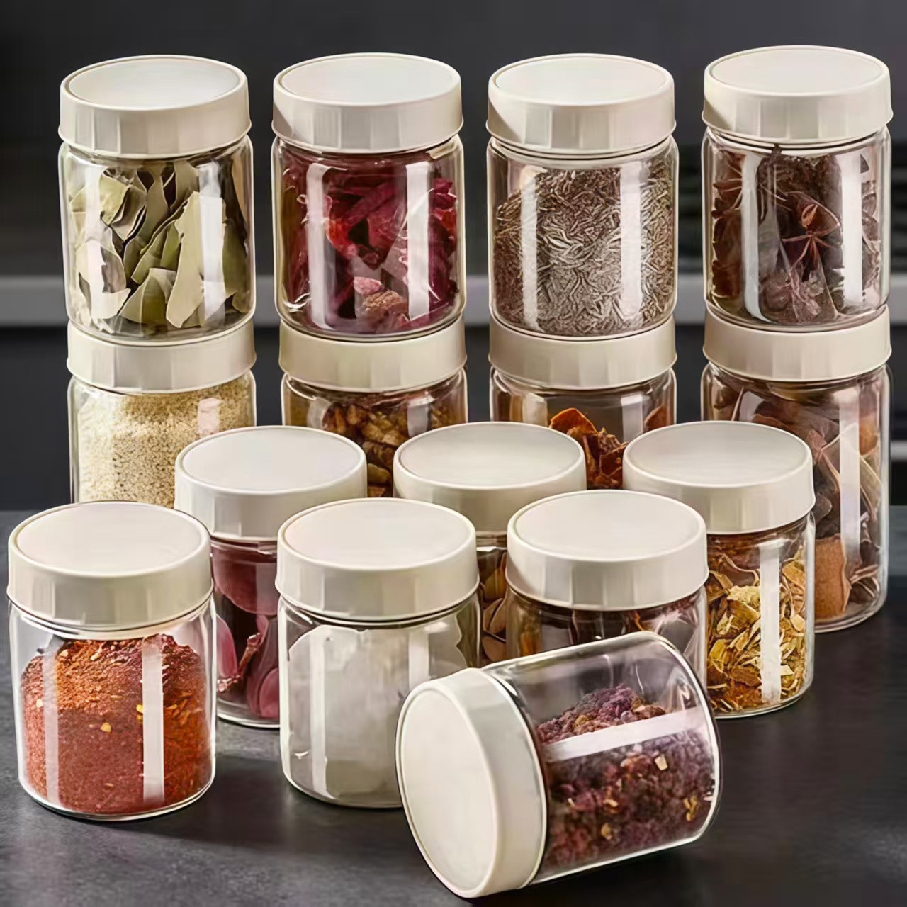 日本高硼硅玻璃香料收纳盒密封罐调料分装瓶大料调味厨房家用八角