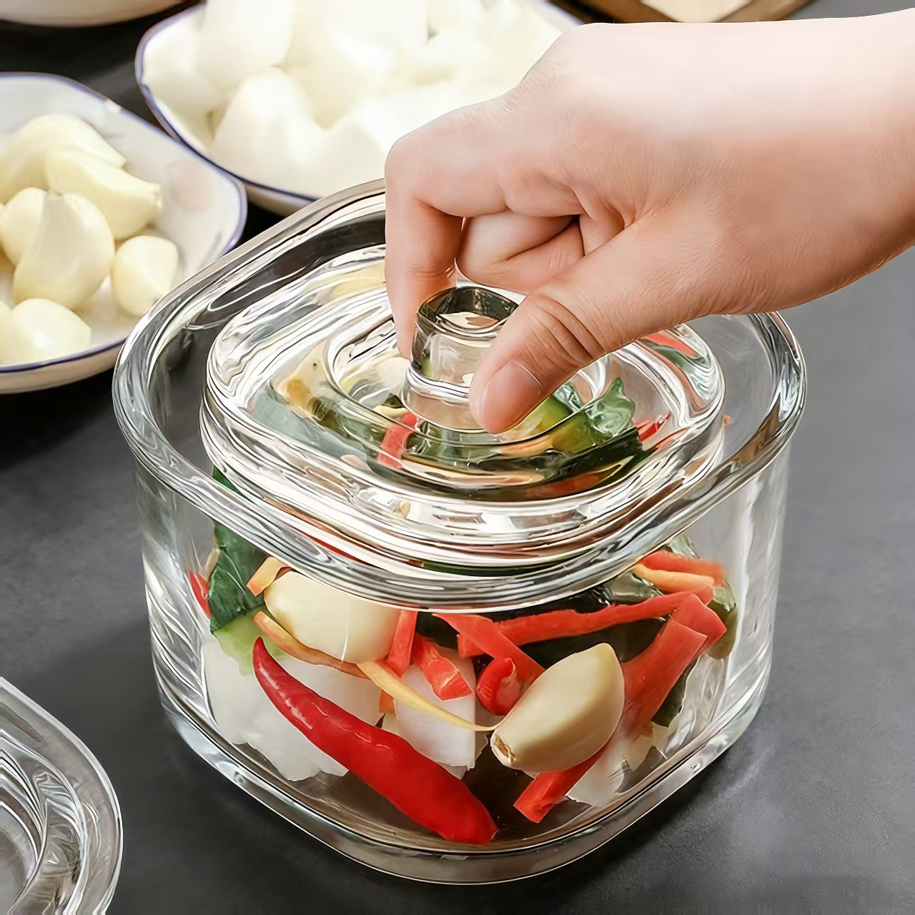 日本厨房泡菜坛加厚玻璃密封罐