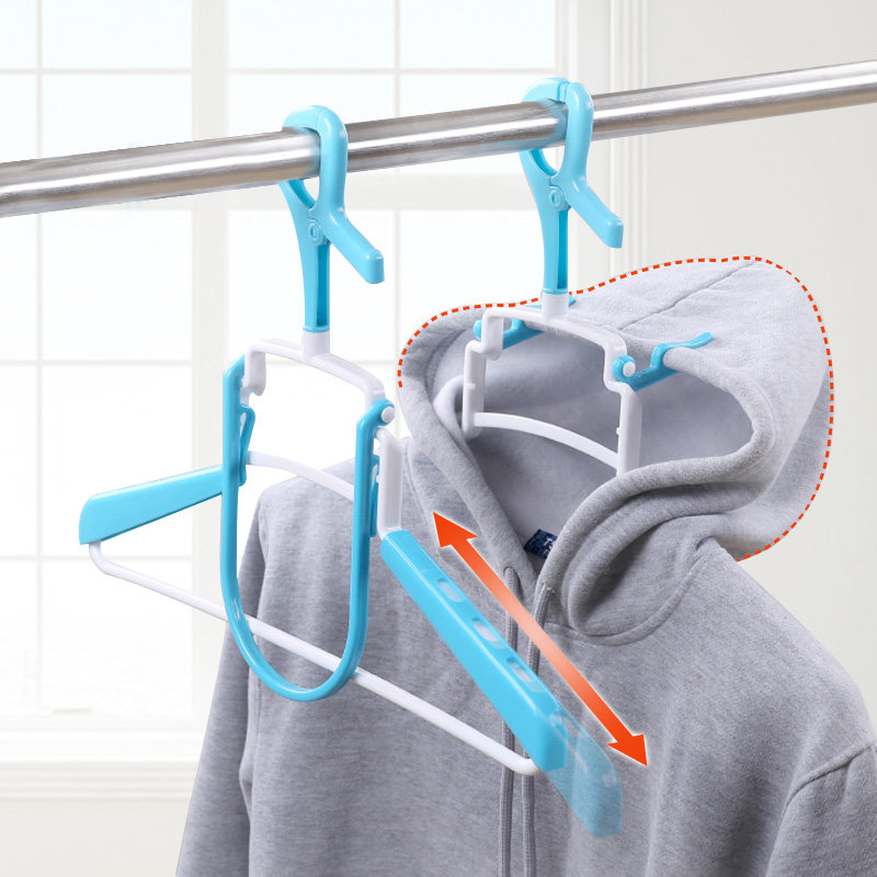 日本lec连帽卫衣防风衣架防吹落固定家用室外阳台塑料架伸缩衣架