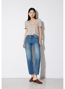 RUGOSAM「烟管系列」早秋上新 丨高腰女九分复古修身牛仔裤RB0369