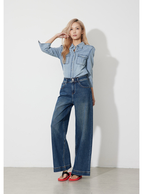 RUGOSAM「阔腿裤系列」早秋新品丨高腰双纽宽松直筒牛仔裤RB0690