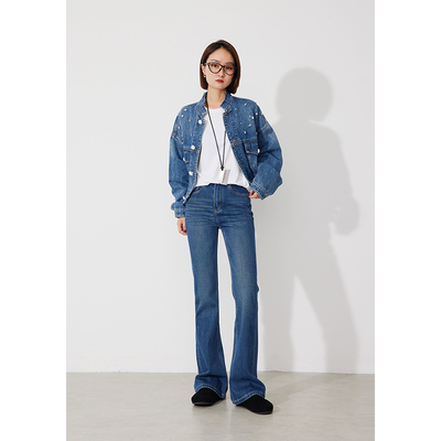 RUGOSAM四面弹微喇修身牛仔裤