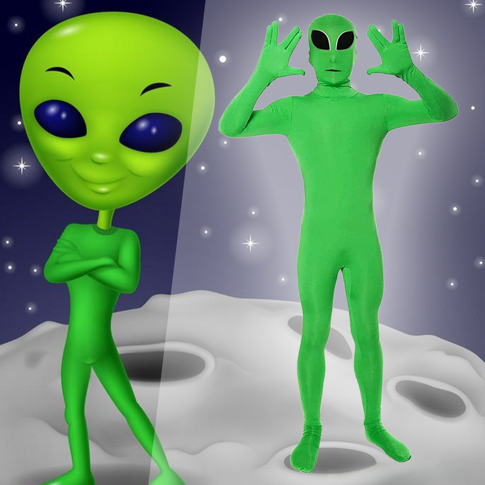 ET外星人服装Extraterrestrial Being绿色衣服连体紧身衣舞台表演
