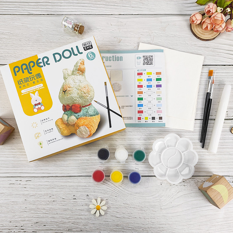 手工diy立体纸浆玩偶粘贴玩纸模3d呆萌立体儿童亲子kkv同款玩具