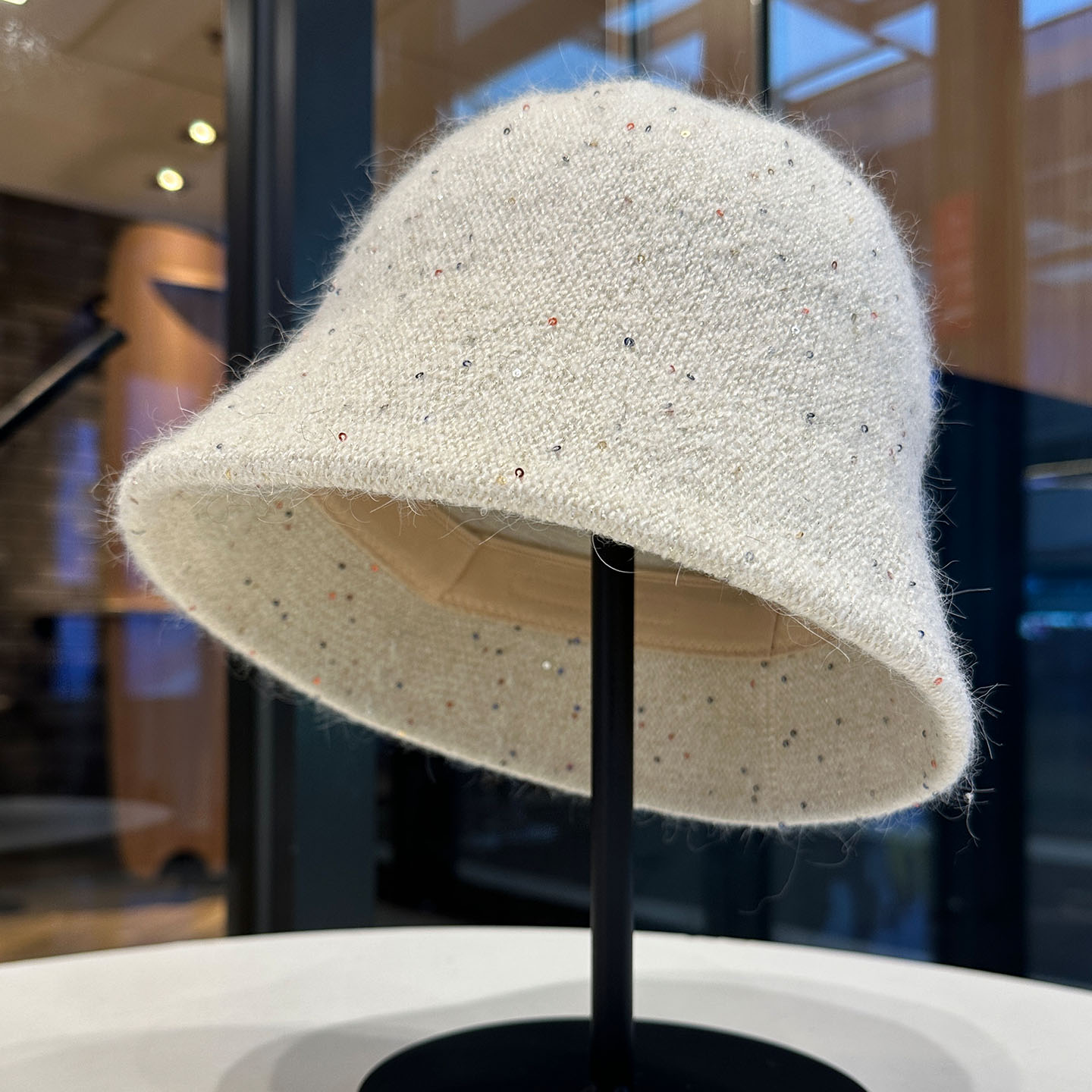 日系时尚亮片针织渔夫帽女水桶帽