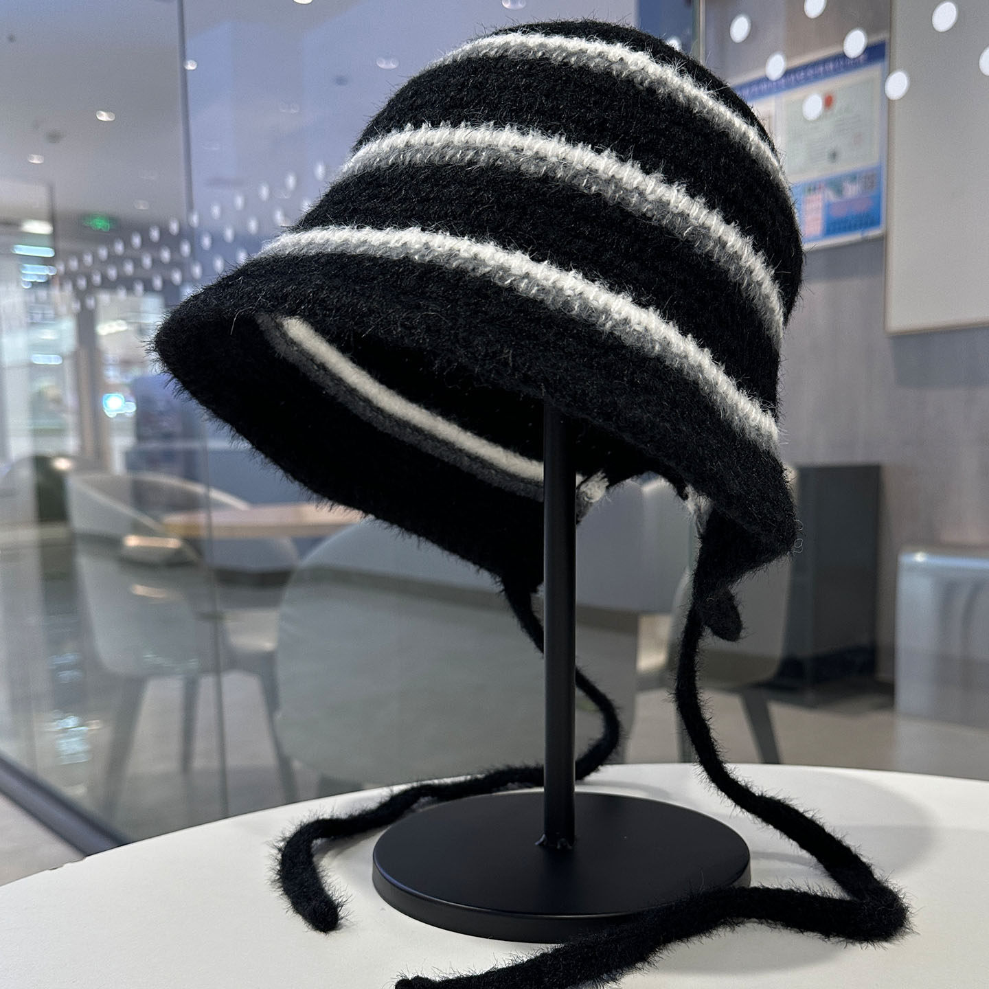 日系条纹针织系带渔夫帽甜美女生秋冬季百搭毛线帽大头围保暖盆帽,服饰配件/皮带/帽子/围巾,帽子,淘宝优惠券,粉丝福利购,淘宝优惠卷