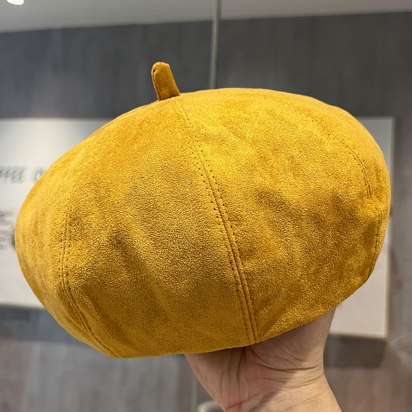 日系高品质黄色麂皮绒贝雷帽文艺女生简约优雅画家帽百搭南瓜帽潮