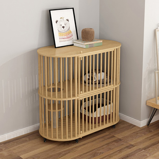 艺琪 实木猫笼子家用室内猫别墅猫柜子超大自由空间猫屋房猫柜子