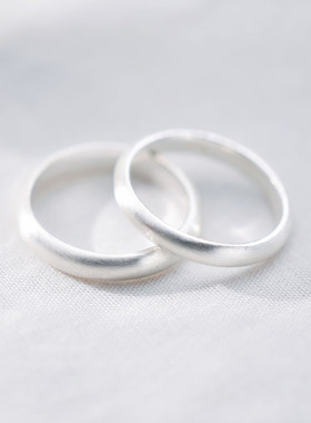 极简留白情侣纯银对戒S990足银