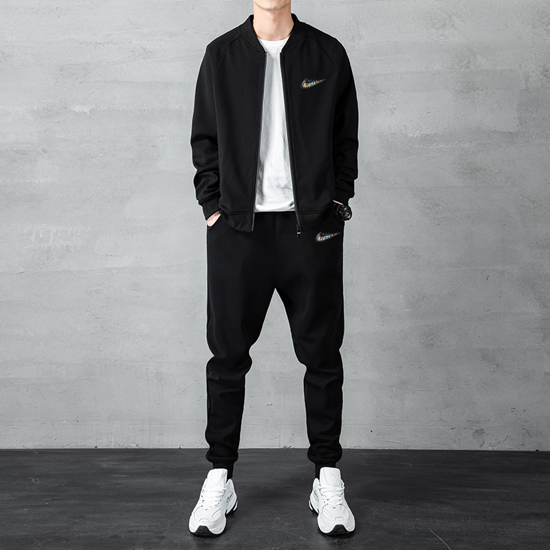 耐克顿休闲运动套装男秋季新款青少年开衫夹克上衣束脚长裤两件套