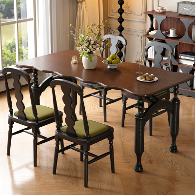 法式复古长方形高级感实木餐桌