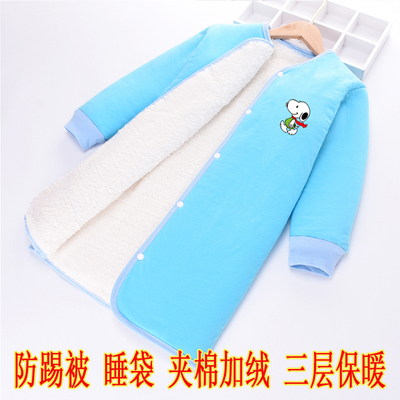 男女童夹棉加绒加厚睡袋家居服