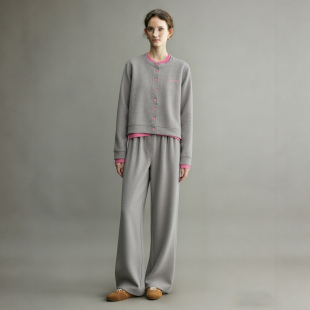 休闲两件套 超火假两件圆领卫衣阔腿裤 温柔高知穿搭套装 女2026春季