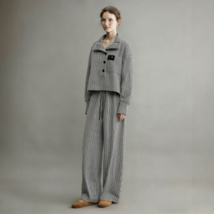 新款 巨好看 运动套装 女2026年春季 两件套 一整套千鸟格卫衣弯刀裤