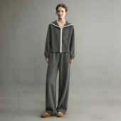 韩系学院风卫衣阔腿裤 新款 休闲风两件套 女2026春季 超洋气运动套装