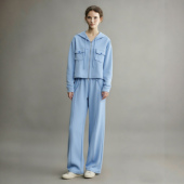休闲两件套 春减龄蓝色运动卫衣阔腿裤 清纯系松弛感套装 女2026新款