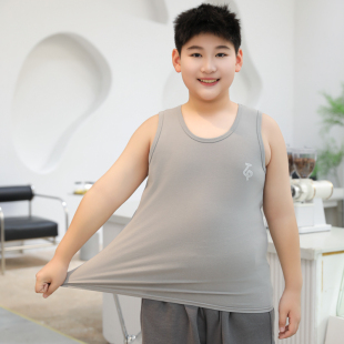 胖童背心夏季 儿童跨栏坎肩男大童加肥加大青少年男孩纯棉a类睡衣