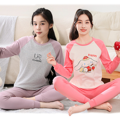 大童秋衣秋裤套装纯棉女孩棉毛衫