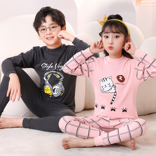 儿童纯棉半高领秋衣秋裤内衣套装