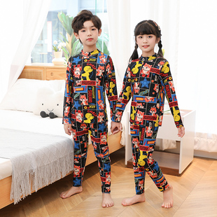 半高领儿童德绒保暖内衣套装男童睡衣女童打底衫男孩中领秋衣秋裤