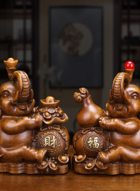 中式财福对象摆件酒柜客厅家居装饰品树脂工艺品店铺开业礼品摆件