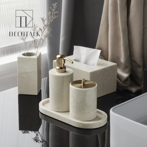 中古风米色大理石卫浴洗漱套件