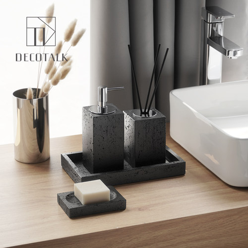 黑洞石卫浴洗漱套装侘寂风纸巾盒