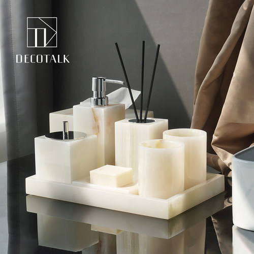 天然白玉大理石卫浴洗漱套装