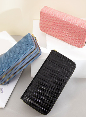 钱包女长款2025新款欧美双拉链大容量手拿包女现货漆皮手机包
