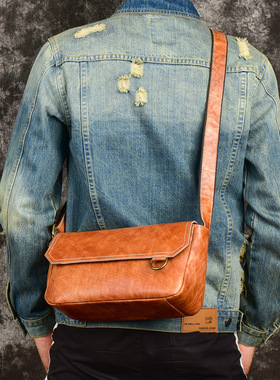 2022新款树膏皮男包复古真皮男士单肩包斜跨包ipad小方包DJ021