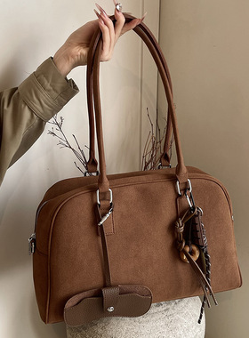 复古磨砂大容量包包女2026新款通勤潮百搭单肩手提包波士顿腋下包