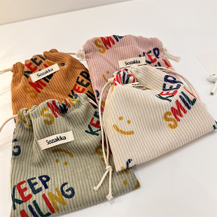 32133 抽绳束口收纳袋灯芯绒小包防尘首饰收纳学生杂物整理小袋子