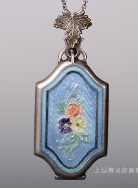 花卉纯银古董吊坠相片盒