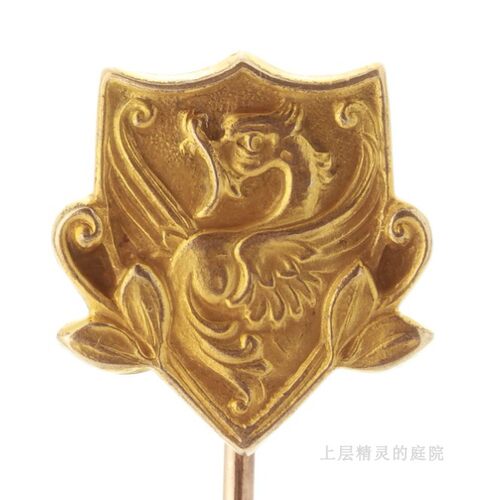 SOLD 上层精灵的庭院∮古董新艺术风格10k金格里芬胸针 别针
