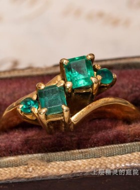 欧洲复古VTG珠宝戒指祖母绿孤品