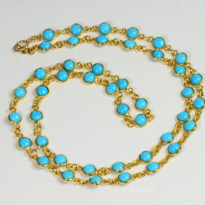 珠宝14k金天然绿松石项链