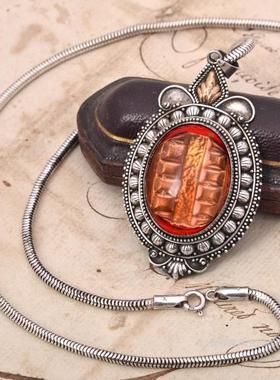 庭院艺术复古琉璃吊坠孤品蛇骨链