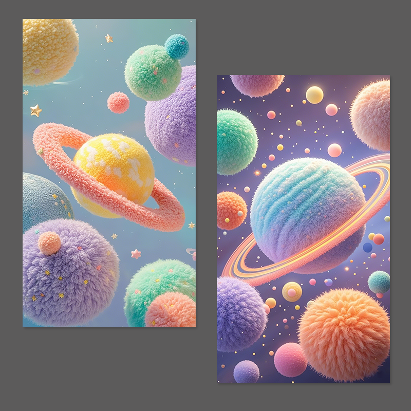 （拍1发4）033原创毛茸茸3D膨胀宇宙星球手机壳壁纸高清图片素材