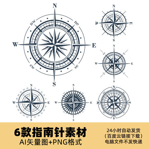 D28指南针坐标罗盘航海方向东南西北AI矢量图PNG免扣透明底素材