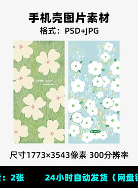 E68春天花朵碎花手绘油画花小雏菊高清壁纸手机壳PSD分层素材图片