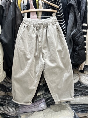 悦己ENJOY1555冬装韩版松紧腰抽绳宽松百搭加绒休闲哈伦萝卜裤女