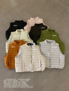 欧洲站冬装泡芙云朵白鸭绒立领排骨羽绒服马甲女叠穿无袖马夹外套