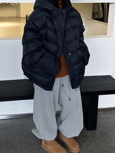 JIANZHAN简站2025冬装韩版排骨连帽羽绒服女90白鸭绒宽松保暖外套