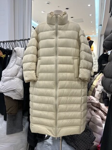 韩国立领收绳排骨90白鸭绒长款羽绒服女2025冬季高级感小个子外套