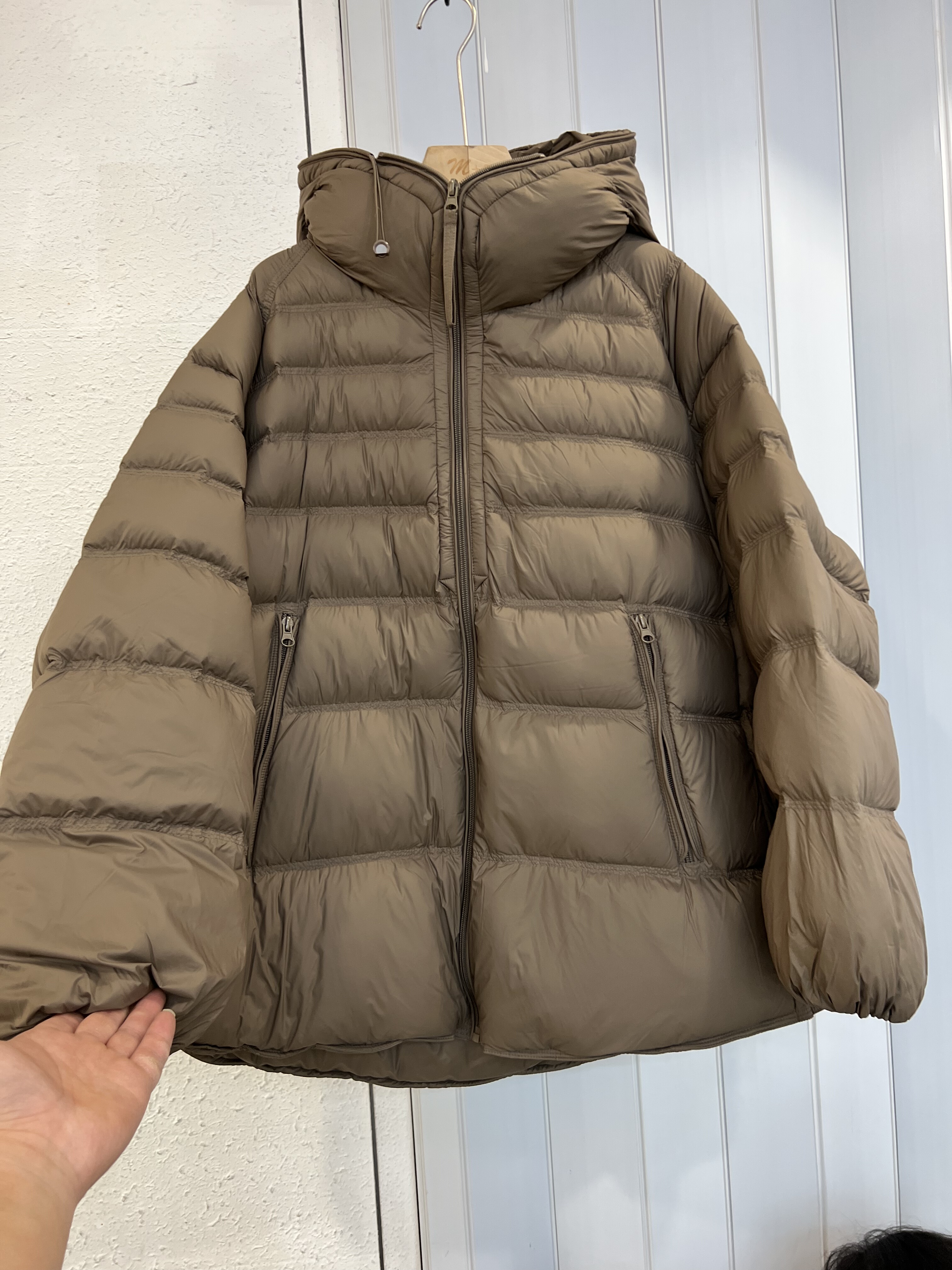 韩国2025冬装时尚宽松A版中长款排骨90白鸭绒连帽泡芙羽绒服外套