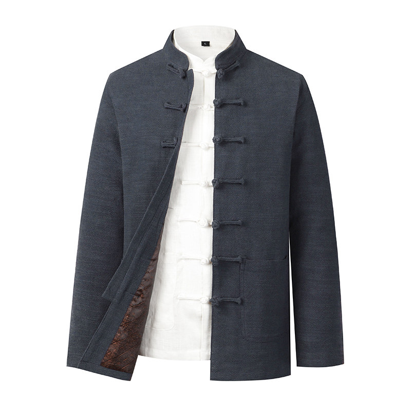 MIDDLE-AGED AND ELDERLY MENS TANG SUIT LINEN TOP SPRING AUTUMN LOOSE PLUS SIZE CHINESE STYLE CHINESE JACKET COTTON LINEN JACKET
