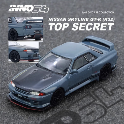 [现货]INNO 1:64 日产 TOP SECRET R32 GTR 灰蓝色 合金汽车模型