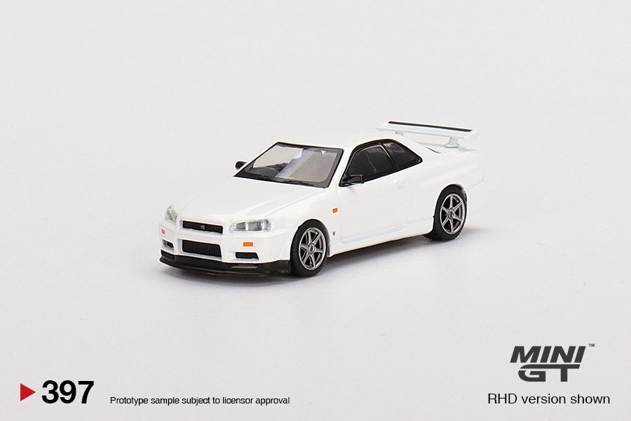 MINIGT 1:64日产Skyline GT-R R34 V-Spec N1白色合金汽车模型